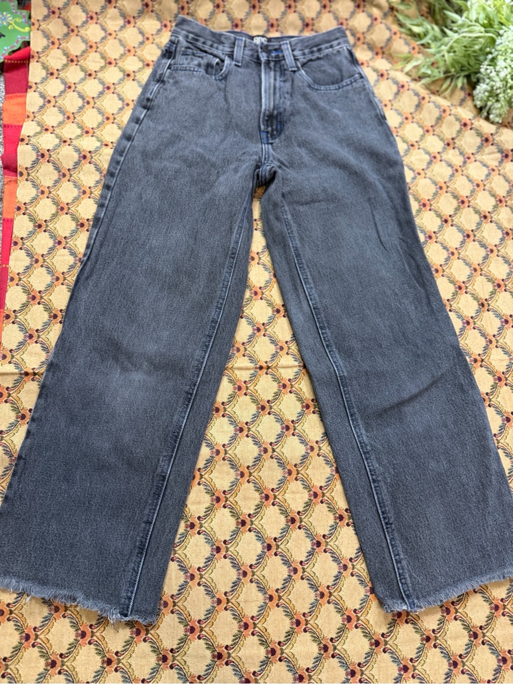 BDG Wide Leg Flare Jeans in Washed Black Denim